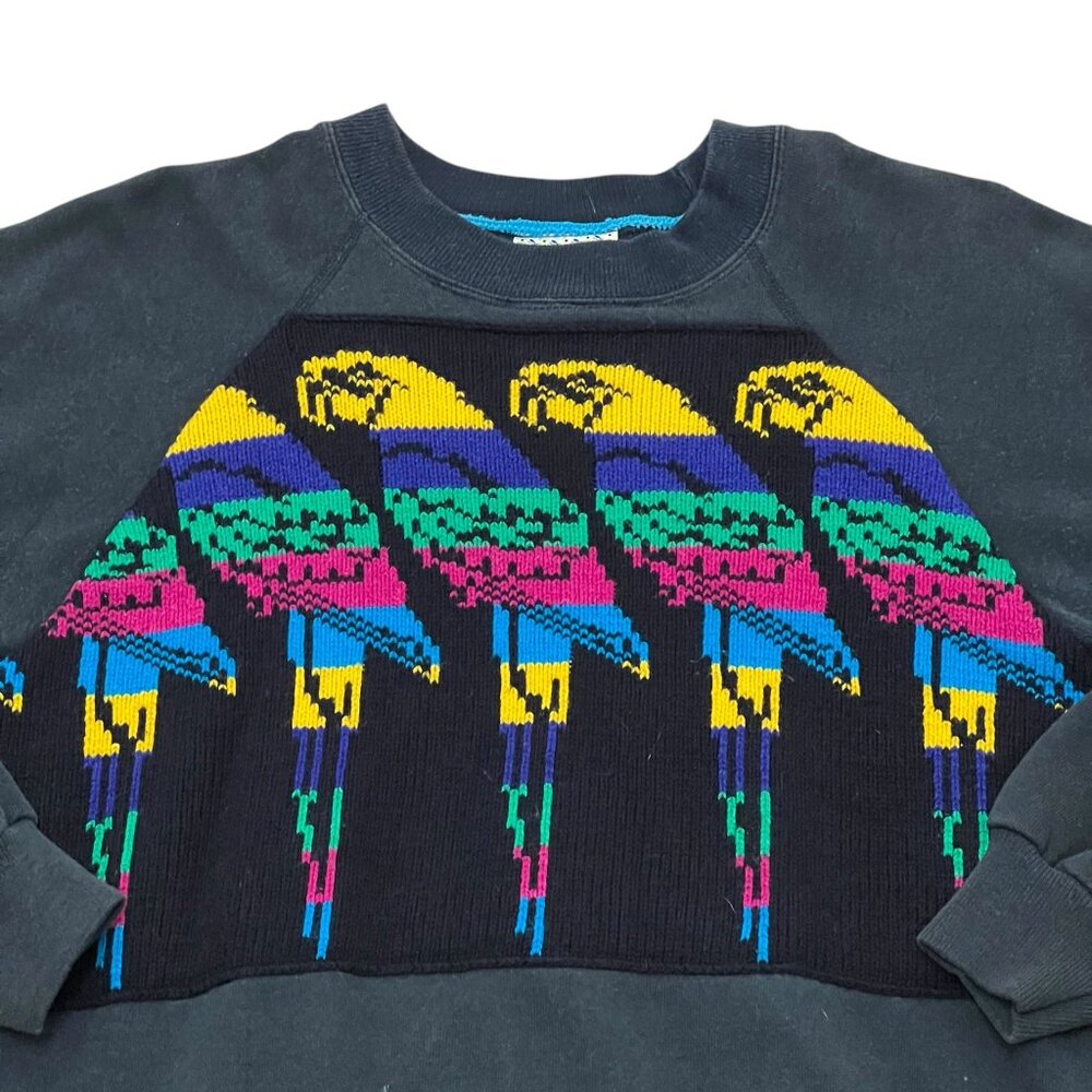 Vintage Women’s Hanes Parrot Graphic Sweatshirt Black Cotton Y2K - Picture 4 of 5